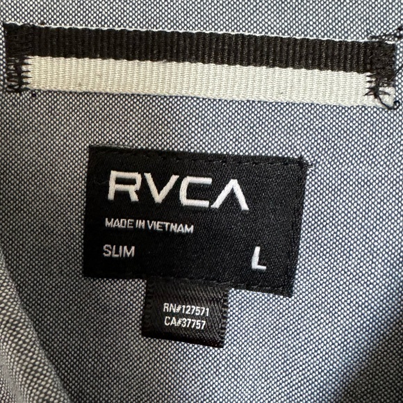 RVCA | Button Down Shirt | Casual | Blue | L - Picture 3 of 4